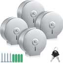 4 Pcs Industrial Toilet Paper Holder Commercial Roll Dispenser Wall Mount Stainless Steel Jumbo Tissue Dispenser Fits 9 Roll Toilet Paper for Office Home Public Places (Silver)