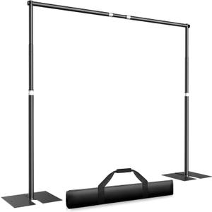 Pipe and Drape Backdrop Stand Kit 10x10ft, Heavy Duty Back Drop Adjustable Stand with Carry Bag, Metal Background Frame for Parties Wedding Birthday Decoration Photography Photo Booth Video (Black)