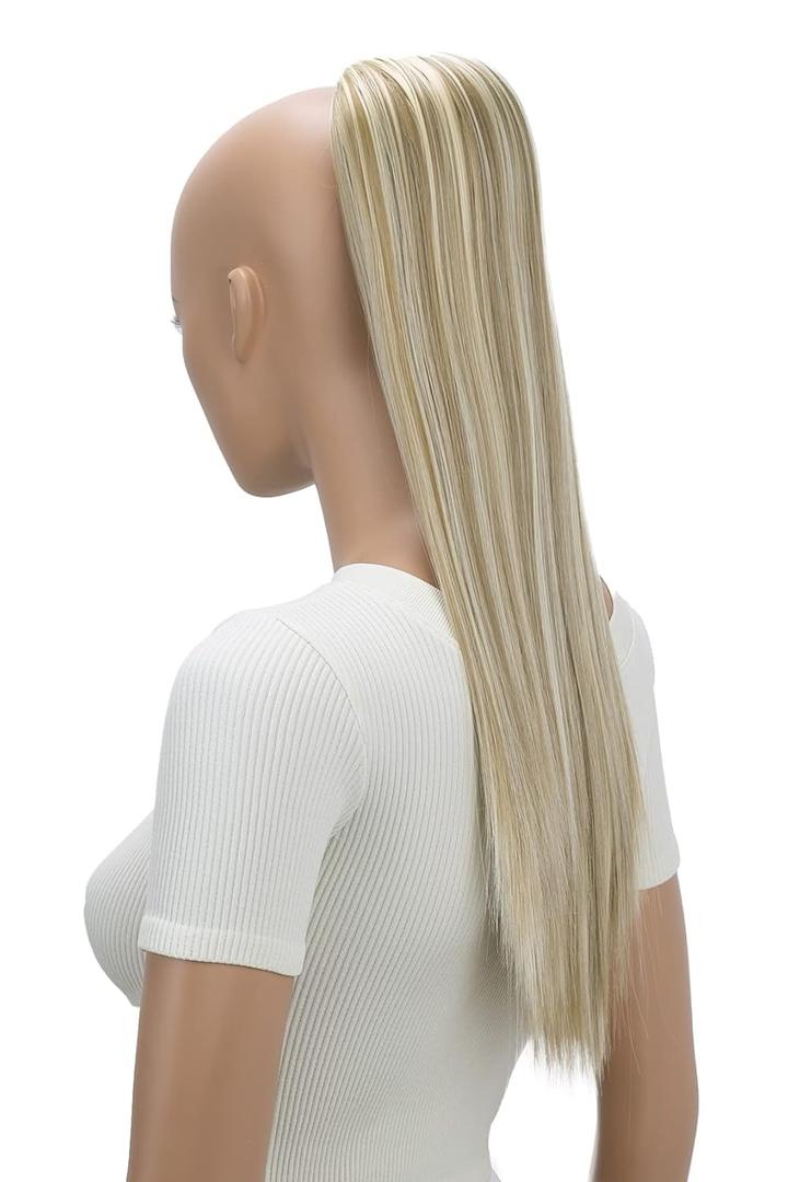 CAISHA 22" Hairpiece Ponytail Extension Drawstring Voluminous Straigtht Natural Blonde With Highlights PH528
