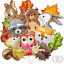 13 Pieces Woodland Animal Balloons, Forest Animals Foil Mylar Balloon for Woodland Themed Baby Shower Birthday Fall Party Decorations