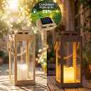 Solar Lanterns Outdoor Waterproof, 2Pack 13" Metal Decorative Lanterns with LED Flickering Flameless Candle Hanging Solar Lanterns Lights for Garden Patio Table Front Porch Party Wedding Decor