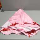 48 Inch Pink Christmas Tree Skirt with Red Bow, Velvet Christmas Tree Skirt Wavy Xmas Party Mat Holiday Bow Decorations Merry Xmas Party Accessory for Holiday Indoor Outdoor Decorations