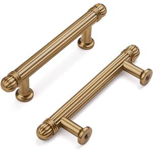 HARPOON 10 Pack Kitchen Cabinet Handles,Vintage Cabinet Bar Pulls, Drawer Handles Classic Home Hardware, 3 inch Hole Center, Champagne Bronze