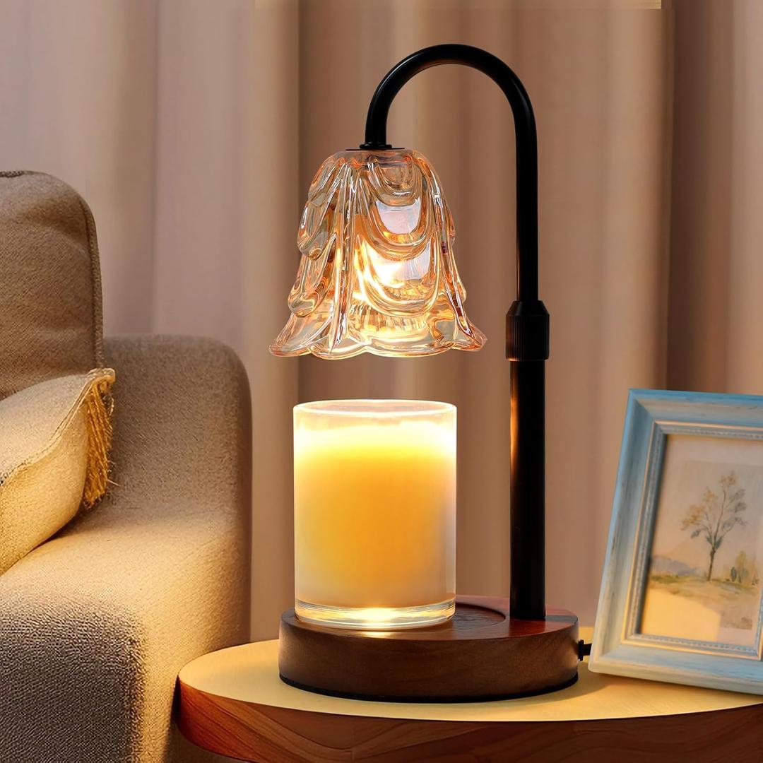 Flower Candle Warmer Lamp with Timer Dimmer, Adjustable Height Candle Lamp Warmer for New Home Decor, Candle Warmer for Jar Candles with 2 Bulbs, Home Birthday Gifts for Women Mom Sister