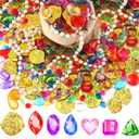 MARFOREVER Pool Toys Pirate Treasure Gems and Gold Coins, 246 Pcs Fake Coins Plastic Gems Jewels Playset for Summer Sand Beach Bath Toys Halloween Pirate Adventure Party Favors Decorations