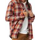 Men's Long-Sleeve Flannel Shirt, Burgundy Orange Plaid, Medium