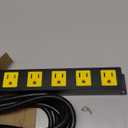 Heavy Duty 6 Outlet Metal Long Power Strip, 2700J Surge Protector with 15A Circuit Breaker, 15FT Extension Cord, Wall Mount for Garage, Workshop & Industrial Use, Wide Spaced (15ft)