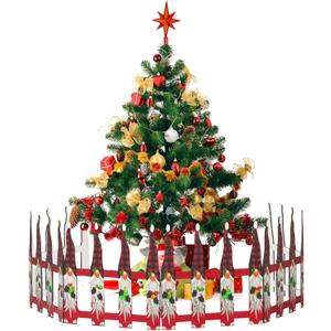 Blulu 4 Pack 12 Inch Christmas Tree Gate Gnome Christmas Tree Fences for Pets Dog Cat Blocker White Picket Fence Barrier Flexible Picket for Xmas Holiday Party Office Home Decor