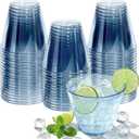 9 oz Clear Plastic Cups Blue Plastic Disposable Cups for Cocktail 50 Pack Fancy Cocktail Cup for Party Stemless Wine Glasses for Party Wedding Graduation Birthday