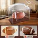 Football Display Case, Acrylic Football Display Box with Wooden Base, UV Protection Clear Case for Official Size Footballs, Sports Memorabilia Display Case