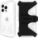 Pelican Voyager iPhone 16 Pro Case [Compatible with MagSafe] Rugged Phone Case w/ 18ft Military-Grade Drop Protection - Heavy Duty Phone Cover w/Belt Clip Holster for iPhone 16 Pro - Clear