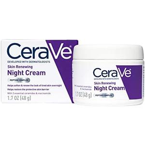 CeraVe Skin Renewing Night Cream, Niacinamide, Peptide Complex, and Hyaluronic Acid Moisturizer for Face, 1.7 Ounce, Packaging may Vary