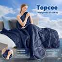Topcee Weighted Blanket for Adults (15lbs 48"x72"), Minky Dots Heavy Blanket for 140-160lbs Sleeping, Soft, Cozy and Cooling Weighted Throw Blankets, Machine Washable, Blue