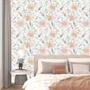 Laatse Floral Wallpaper Peel and Stick Vintage Flowers Contact Paper 17.5" x 118" Pink Floral Wallpaper Vinyl Waterproof Self Adhesive Boho Leaf Modern Wall Paper for Bedroom Cabinet Countertop Decor