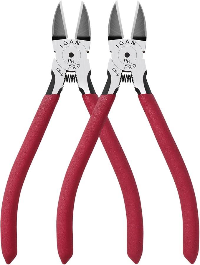 IGAN-P6 6-inch Ultra Sharp & Powerful Side Cutter Clippers with Longer Flush Cutting Edge, Ideal Wire Snips for Crafting, Floral, Electrical & Any Clean Cut Needs (Pack 2)