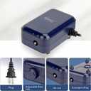 hygger Aquarium Air Pump,Adjustable Oxygen PumpSilent Powerful Aerator Pump 3W AC 110-120V Air Outlets Ultra for Up to 100 Gallon Tank