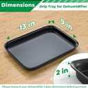 Forestchill Drip Tray for Dehumidifier, 13" x 9" x 2" Hard Plastic Drip Pan with Raised Edge, Leak-Proof Floor Protection for Semiconductor Dehumidifiers, Black