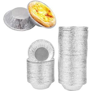 50Pcs Silver Mini Pie Tins, Small Pie Pans, Round Tart Pie Foil Pans Disposable Pans Aluminum Foil Tart Pans, Aluminum Pie Pans for Baking Pot Pies, Tarts