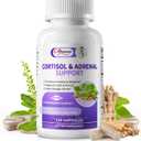 Cortisol Supplements for Women & Men - Adrenal Support with Ashwagandha, L-Theanine & Holy Basil for Stress Relief, Mood & Steady Focus - Hormone Balance - 120 Vegan Capsules (EXP 05/01/27)
