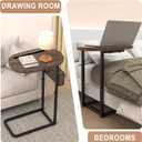 Fashion TV Tray Table with Large Tabletop, Adjustable Sofa Table with Storage Baskets, Strong Metal Frame, Tv Dinner Tray Table for TV Watching, Meals, Snacks (Oval, Brown, 16.93inch x 12.6inch)