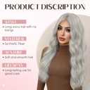 S-noilite Long Wavy Wig 24inch Grey Long Wigs for Women Middle Part Natural Looking Synthetic Wigs for Cospaly Daily Use