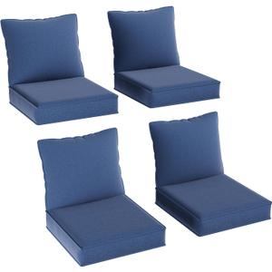 Aoxun Replacement Cushions for Outdoor Furniture, 4-Piece Outdoor Cushions for Patio Furniture, Deep Seat, Waterproof & Fade Resistant Couch Cushion for 4-Seat Patio Conversation Sets, Navy Blue