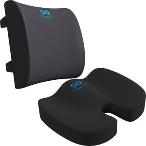 Everlasting Comfort Lumbar Support & Seat Cushion Bundle - Enhance Posture, Relieve Back Pain - Chair Cushions for Desk, Car, Office, Gaming Chairs