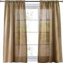 Valea Home Soft Burlap Natural Tan Rod Pocket Window Curtain Panels for Living Room, 37 inches x 63 inches, 1 Panel