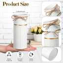 Mimorou 8 Pcs 7.48 Inch Wedding Vases for Centerpieces Mason Jars with Twine Bow Galvanized Metal Flower Vase Rustic Vintage Farmhouse Tin Bucket for Wedding Home Table (White)