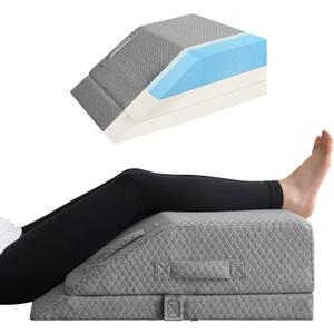 Adjustable Leg Elevation Pillows for Swelling, Cooling Gel Memory Foam Wedge Pillows for After Surgery, Sciatica Back Knee Hip Ankles Pain Relief, Leg Pillows for Sleeping Blood Circulation