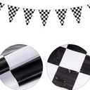 2 x 100Ft Black and White Checkered Flag Banner, Racing Pennant Banner, Race Car Birthday Party Decorations Supplies