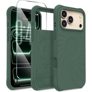 Magnetic for iPhone 17 Pro Case 6.3", Compatible with MagSafe, [Integrated Silicone Camera Control Cover] [Screen Protector], 2X MIL-STD Drop Protection Case for iPhone 17 Pro, Alpine Green