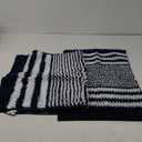 Tindbea Bathroom Rugs Set 2 Piece, Extra Soft and Absorbent Fluffy Striped Chenille Bath Mat Rug Set, Non Slip Bathroom Floor Mat, Machine Washable (20" x 32" Plus 16" x 24", Navy Blue)
