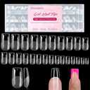 Dsixnails 360Pcs Long Square Gel Nail Tips, Pre-Shaped Etched Soft Clear Fake Nails, Half Matte Full Cover Acrylic Press On Nails, Soak off False Nail Tips for Women Nail Extension in 15 Sizes