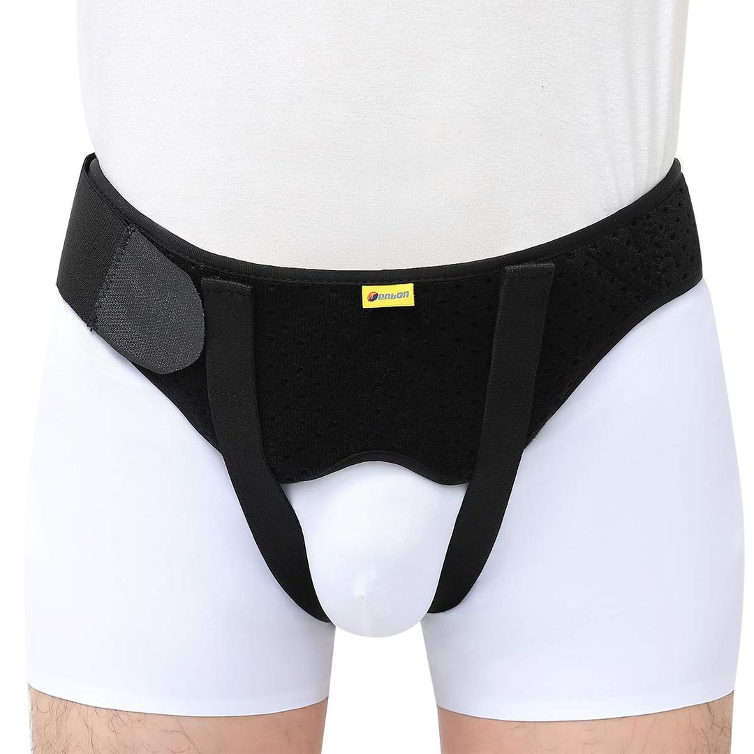 Tenbon Hernia Belt Truss for Single/Double Inguinal or Sports Hernia, Hernia Support Brace for Men for Women Pain Relief Recovery Strap with 2 Removable Compression Pads Comfortable Material, M