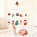 Christmas Baby Crib Mobile with Music Box (100+ Lullabies), Rotating Christmas Plush Crib Toys for Newborns, Infant Girls, Baby Shower Gift