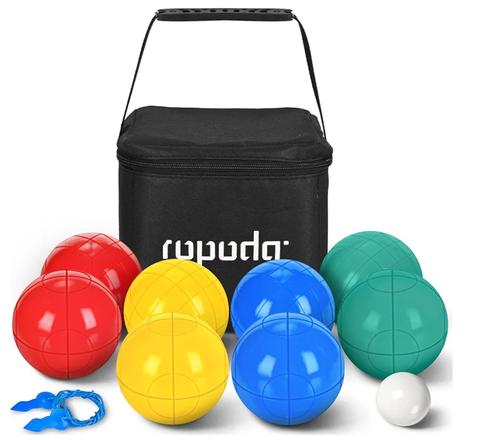 ropoda 90mm Bocce Ball Set, Lighter Bocce Ball for Beginners with 8 Balls, Pallino, Case and Measuring Rope for Backyard/Beach/Lawn, Composite Plastic for Kids Teens Beginners