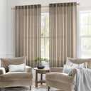 MIULEE Taupe Grey Linen Curtains 45 Inch Length 2 Panels for Bedroom Living Room, Soft Linen Textured Window Drapes Semi Sheer Light Filtering Back Tab Rod Pocket Farmhouse Modern Burlap Look Decor