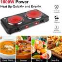 1800W Hot Plate,Portable Electric Stove Countertop Double Burner Infrared Burner with 7.5 & 6.3 Ceramic Glass Cooktop Stepless Temperature Adjustments for Home