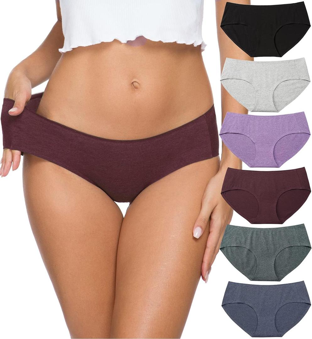 Altheanray Womens Underwear Cotton Underwear for Women Seamless Hipster Bikini Briefs Panties 6 Pack (Medium, Cotton Bikini - B/Lp)