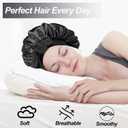 Silk Bonnet Satin Bonnet for Sleeping Large Bonnets with Tie Band Hair Wrap with Adjustable Straps Hair Cap for Women Curly Black