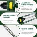 Lawn Sprinkler, 18 Brass Nozzles Garden Water Oscillating Sprinkler for Yard Covers up to 3,600 sq.ft, Heavy Weight Base, Built-in Spray Jet Cleaning Needle, Green, Yellow