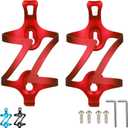 aiGear Bike Water Bottle Holder, Aluminum Alloy Lightweight & Durable Bicycle Cage, Fits 2.9-3.5" Bottle Holder for Bike MTB Cycling (2 Pack, Red)