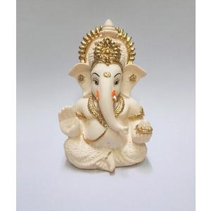 Peach Ivory Finish Ganesha Idol Car Dashboard IdolGanesha Murti Ganpati Idol for Home Decor Puja Lord Ganesh Statue Gift for Office Desk Puja Room Figurine
