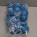 Sonwyoung 32 Pcs Christmas Hanging Balls  3 Size Glitter Pearl & Sequin Xmas Tree Ornaments Pearl Balls for Thanksgiving Day Xmas Trees Wreath Garland Holiday Party(Light Blue)