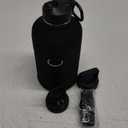 64 oz Water Bottle Insulated with Straw & 3 Lids, Coolflask Large Metal Stainless Steel Water Jug Big Half Gallon Wide Mouth for Sports, Gym or Office, Non-BPA Keep Cold 48H Hot 24H, Magic Black