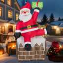 ININ 8FT Christmas Inflatables Santa Claus on The Chimney, Christmas Inflatables Decorations Outdoor/Indoor, Blow Up Santa Claus Yard Decorations Built-in LED Lights, for Yard/Lawn/Garden.