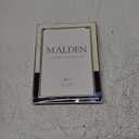 Malden International Designs 5x7 Two Tone Marbled Metal Picture Frame White Sapphire Blue Shiny Silver Finish