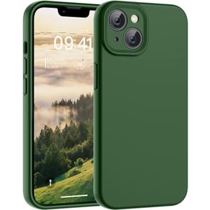 SUPFINE Designed for iPhone 15 Case,Premium Liquid Silicone with [Soft Anti-Scratch Microfiber Lining][Upgraded Camera Protection] Slim Shockproof Protective Phone Case for Men Women Girls,Glass Green