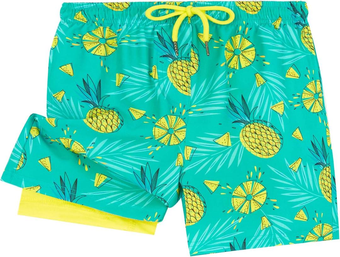 UMELOK Boys Swim Trunks with Compression Liner Toddler Bathing Suit